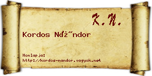 Kordos Nándor névjegykártya