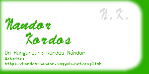 nandor kordos business card