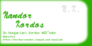 nandor kordos business card